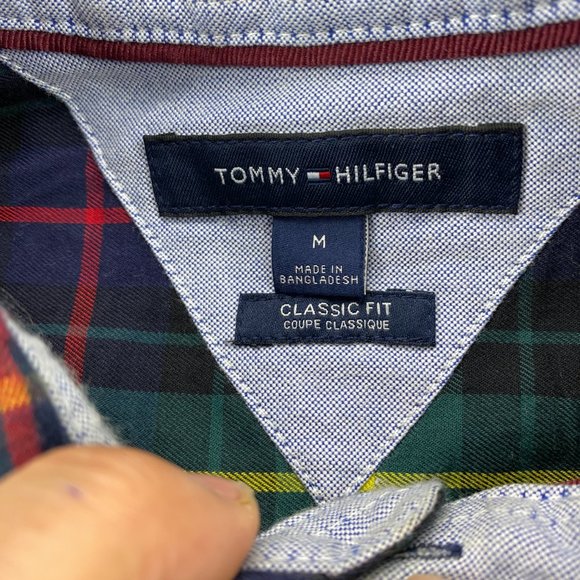 Tommy Hilfiger Shirt Men Medium Green Multicolor Plaid Button Down Long Sleeve - Picture 5 of 10